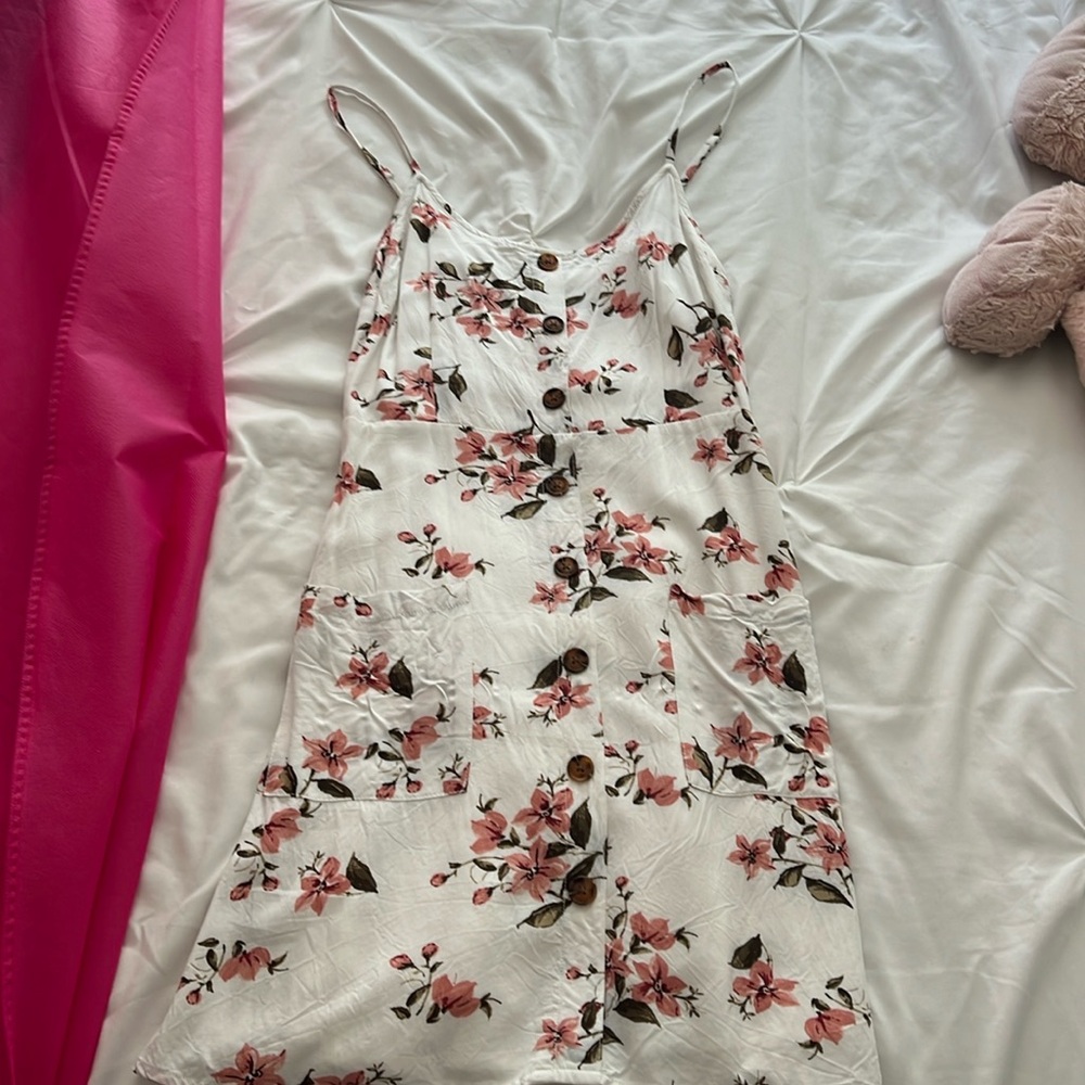 Garage Floral Dress with Pink and Brown Accents